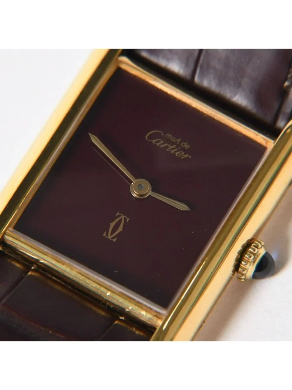 Cartier Tank LM Vermeil Must LM Watch Leather Bordeaux Dial Manual Wind